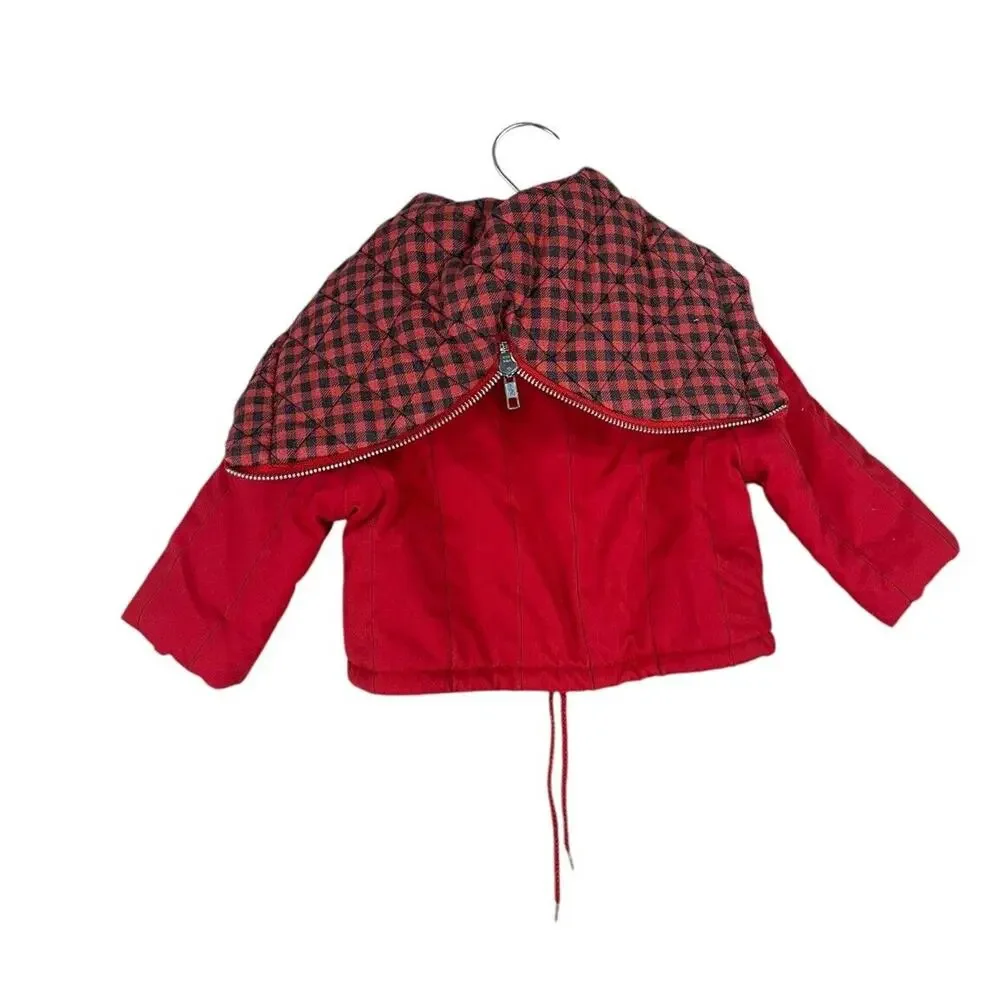 Vintage 12 Months Baby Jacket Red Kids if By Elkay Made In USA Hood